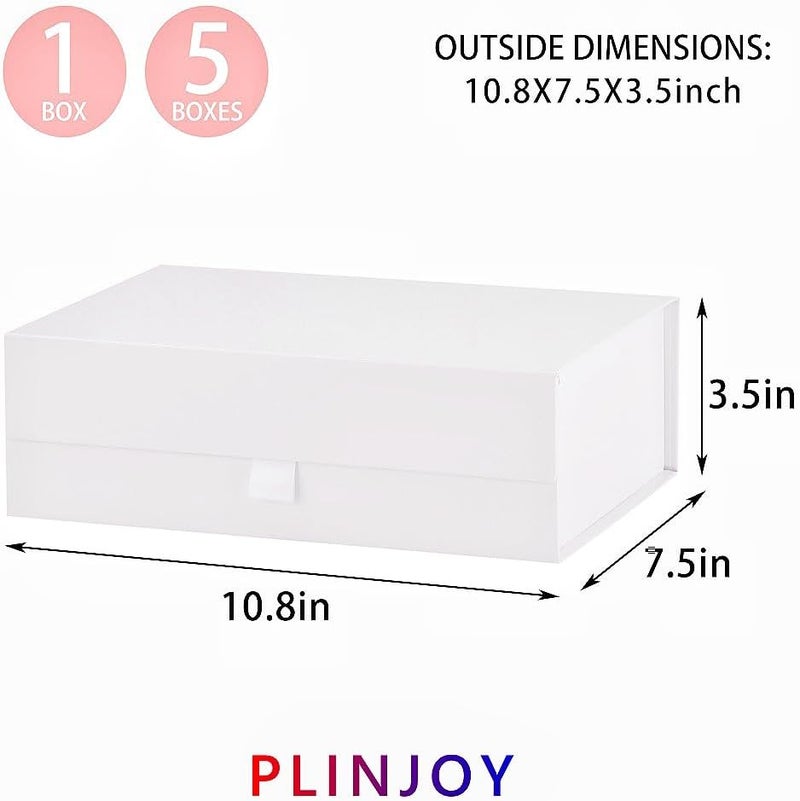 PLINJOY White Gift Box for Presents 10.8x7.5x3.5 Inches Magnetic Gift Boxes with Lid Luxury Gift Box for Rectangle Collapsible for Bridesmaid, Wedding, Birthday Gift Packging - Image 4